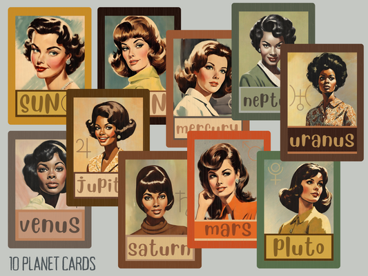 Classy Cosmic Lady Oracle Chart Cards Gift Set (Pre-order) Original Retro/Vintage Design