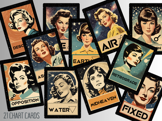 Galaxy Gals Oracle Chart Cards Gift Set (Pre-order) Original Retro/Vintage Design