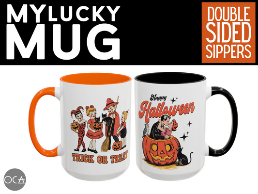 Retro Halloween Mug (15 ounces/Doublesided/2 Color Options)