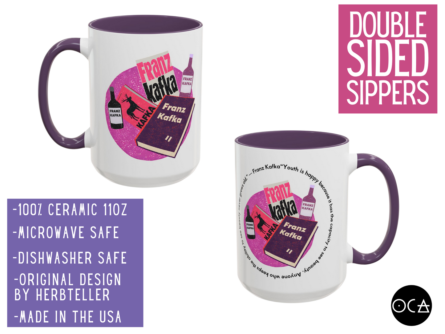 Franz Kafka 15oz Mug (Doublesided/2 Color Options)