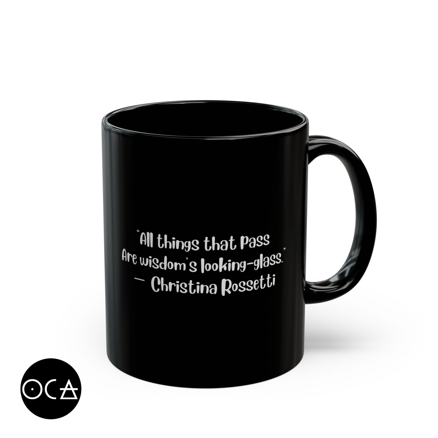Inspirational Black Mug - Christina Rossetti Quote, Coffee Cup for Poetry Lovers, Gift for Readers, Home & Office Décor