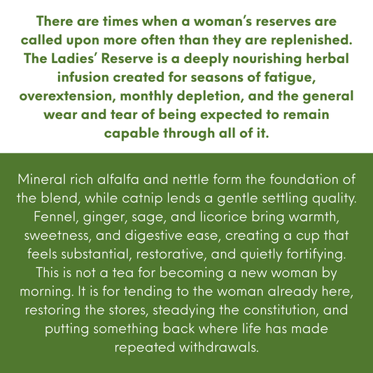 The Ladies’ Reserve Herbal Tea, Women’s Wellness Tea, Mineral Rich Nettle and Alfalfa Blend