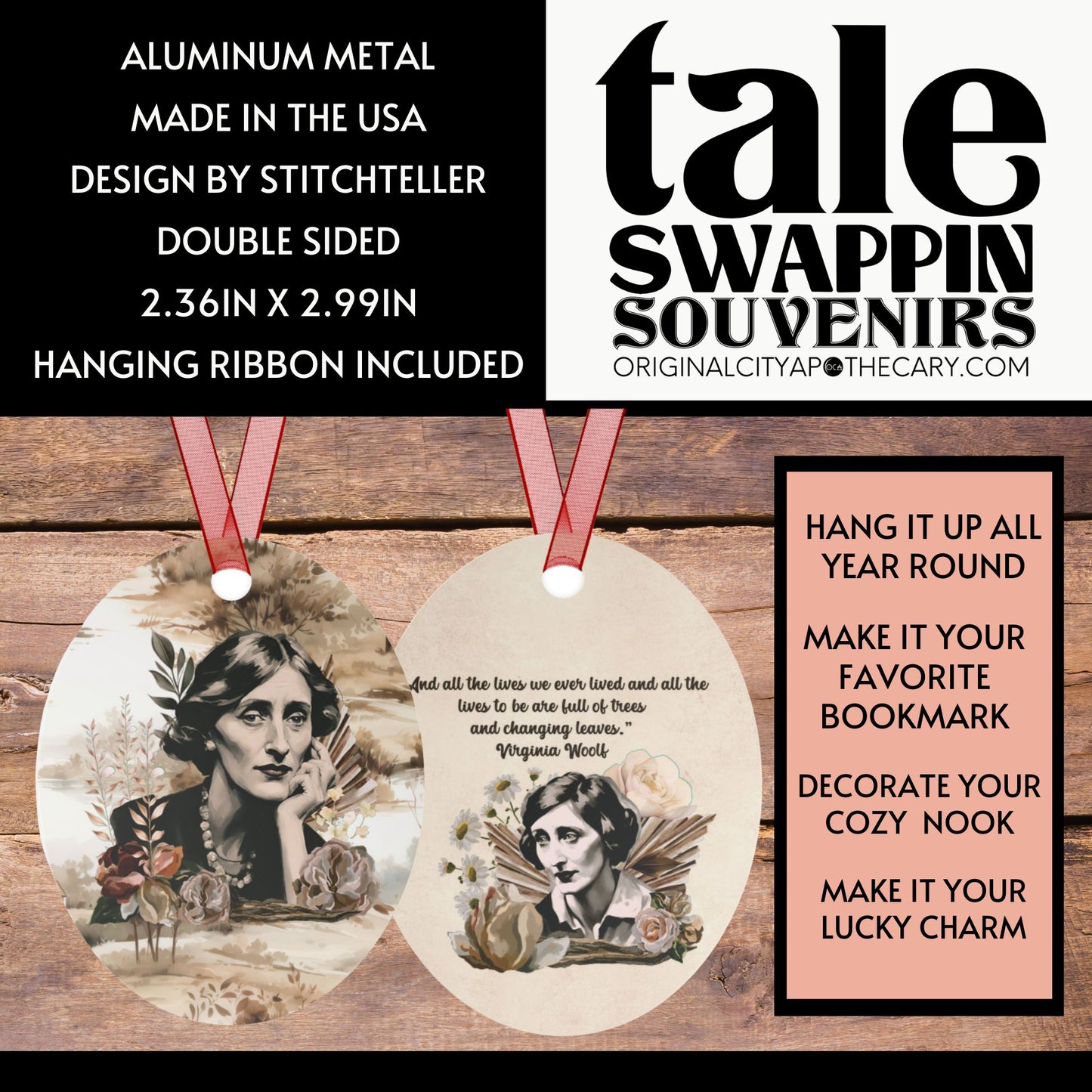 Virginia Woolf Ornament (Doublesided) Herbteller Tale Swappin Souvenir