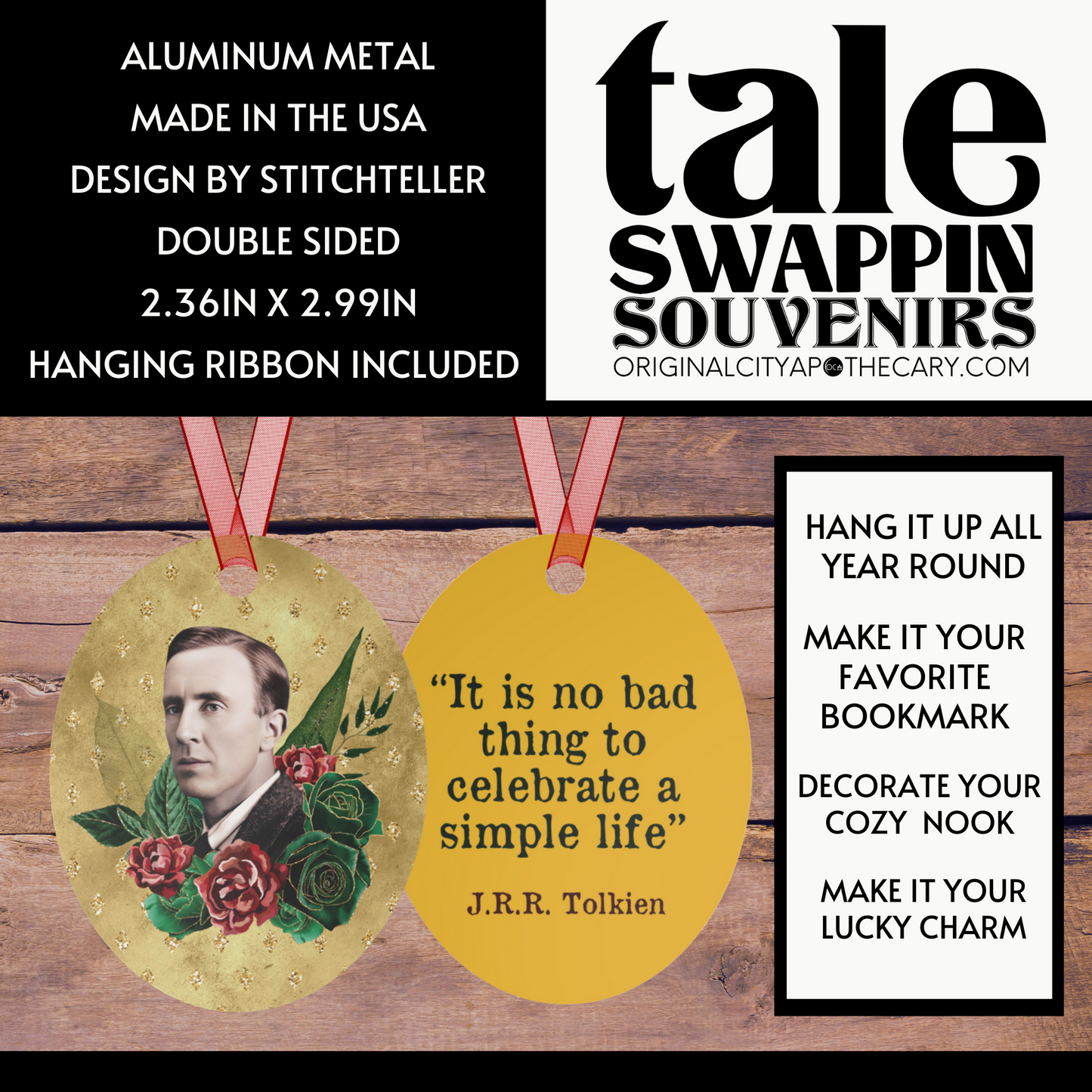 J.R.R. Tolkien Ornament (Doublesided/2 Design Options) Herbteller Tale Swappin Souvenir