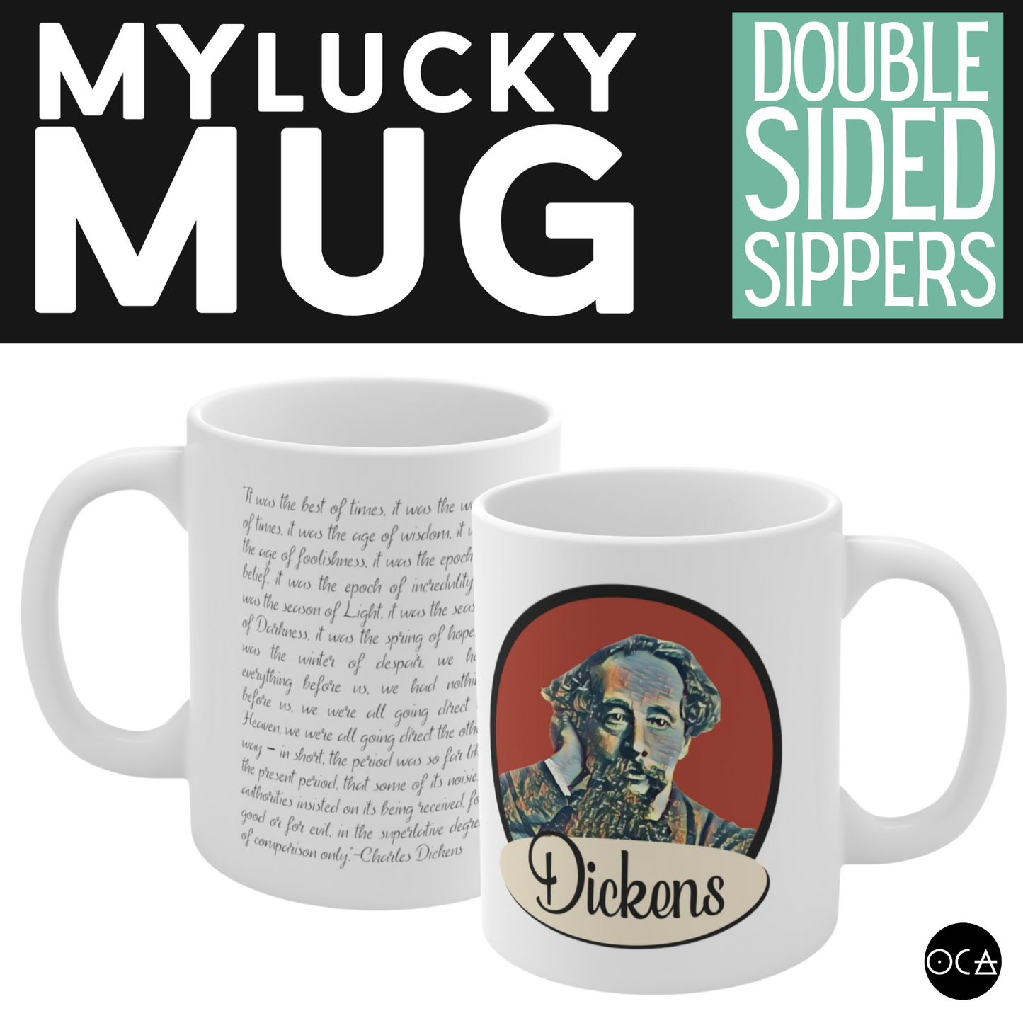Charles Dickens Mug (Doublesided/2 Color Options)