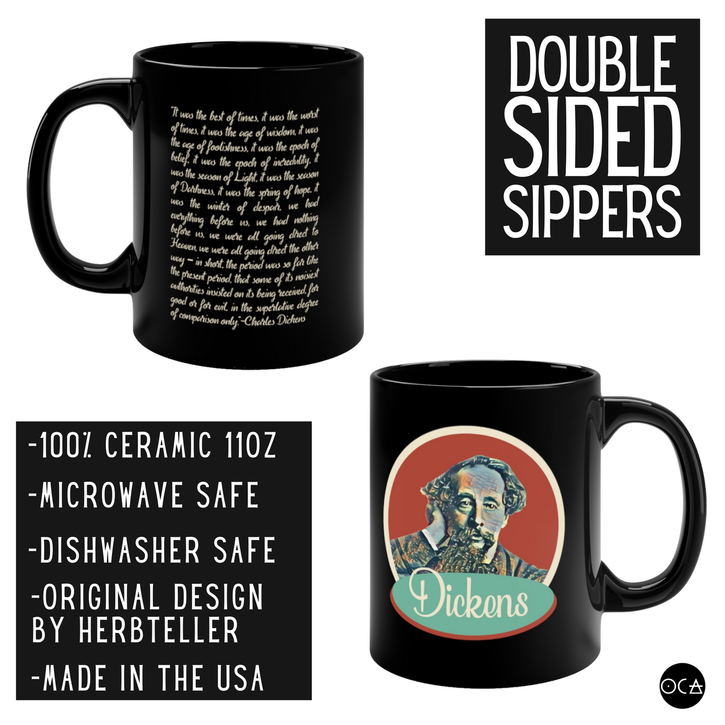 Charles Dickens Mug (Doublesided/2 Color Options)