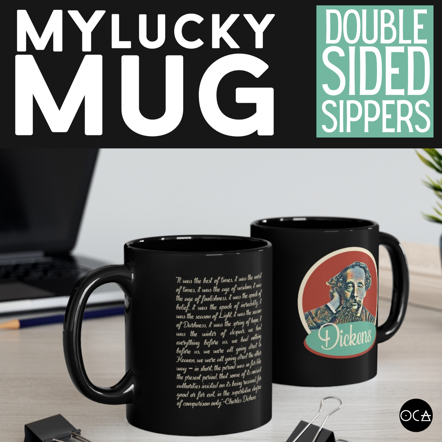 Charles Dickens Mug (Doublesided/2 Color Options)