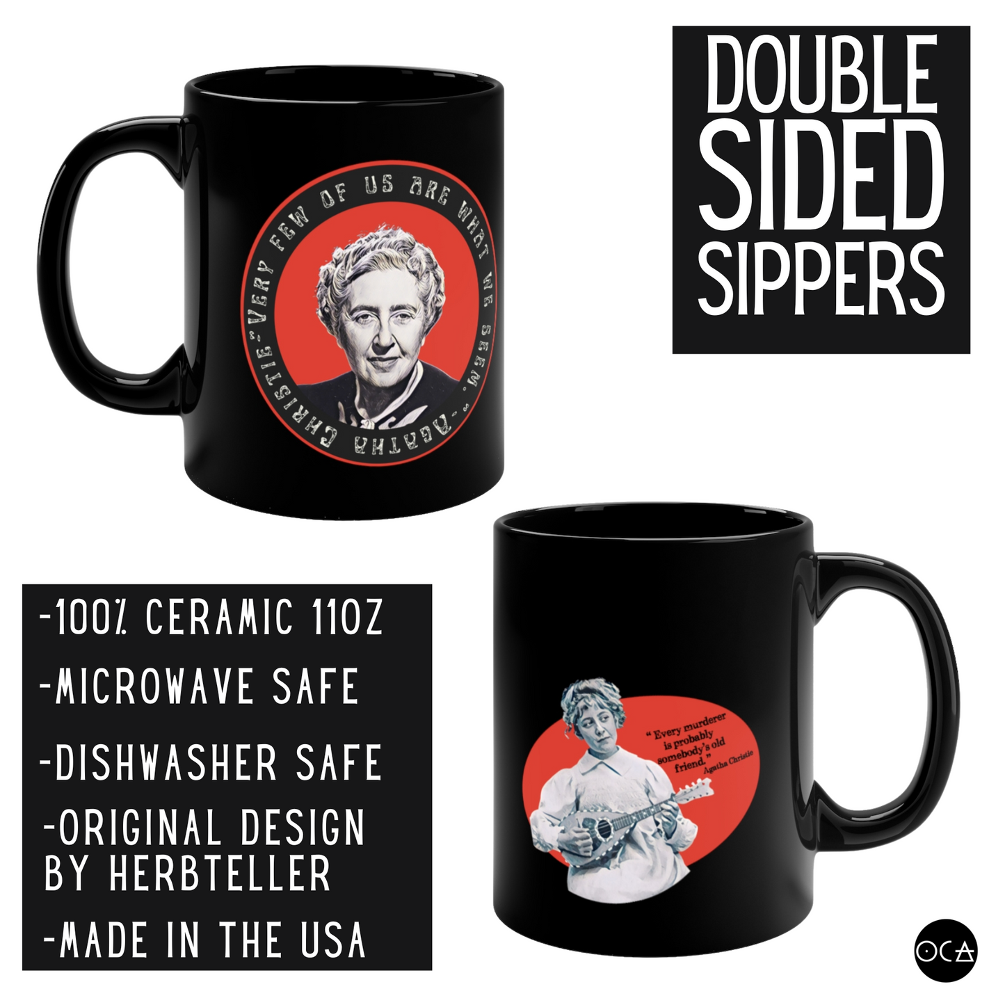 Agatha Christie Mug (Doublesided/2 Color Options)