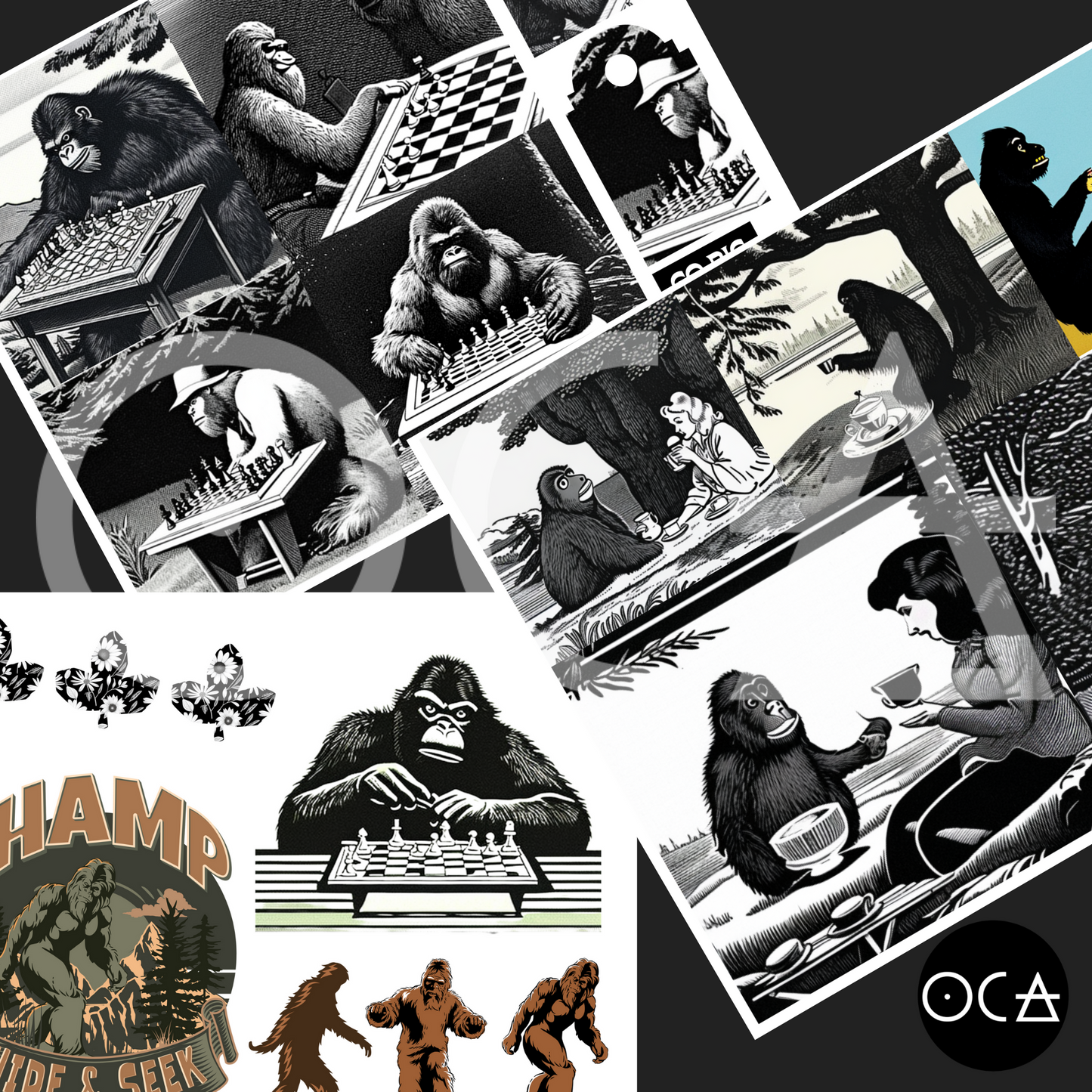 Bigfoot Tea Party | Sip&Snip Collage Kit (Digital/Printable)