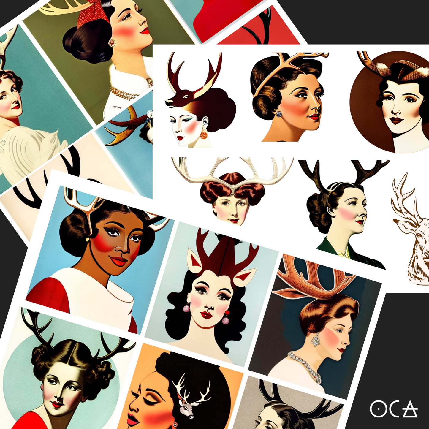 Sip&Snip Collage Kit (Digital/Printable) | Deer Ladies
