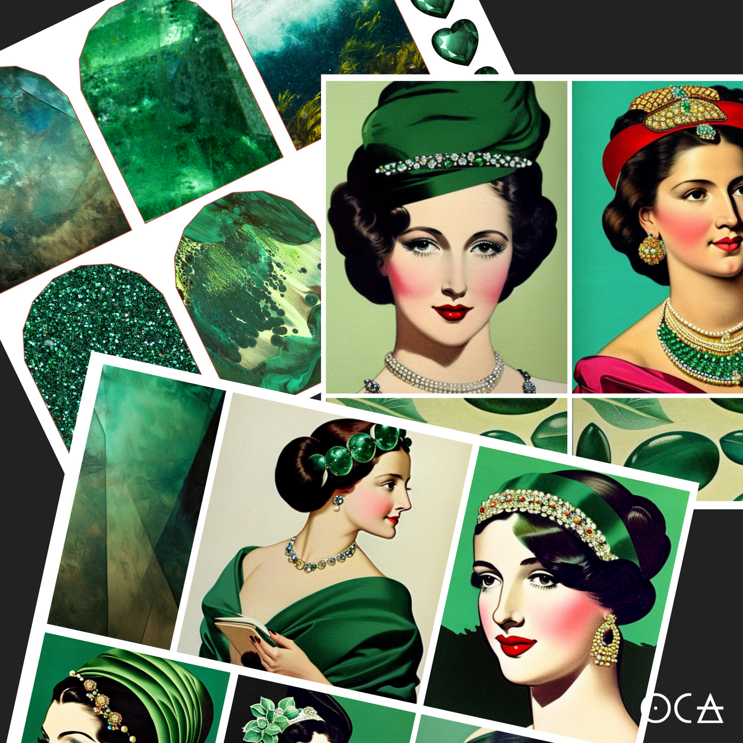 Sip&Snip Collage Kit (Digital/Printable) | Emerald Ladies