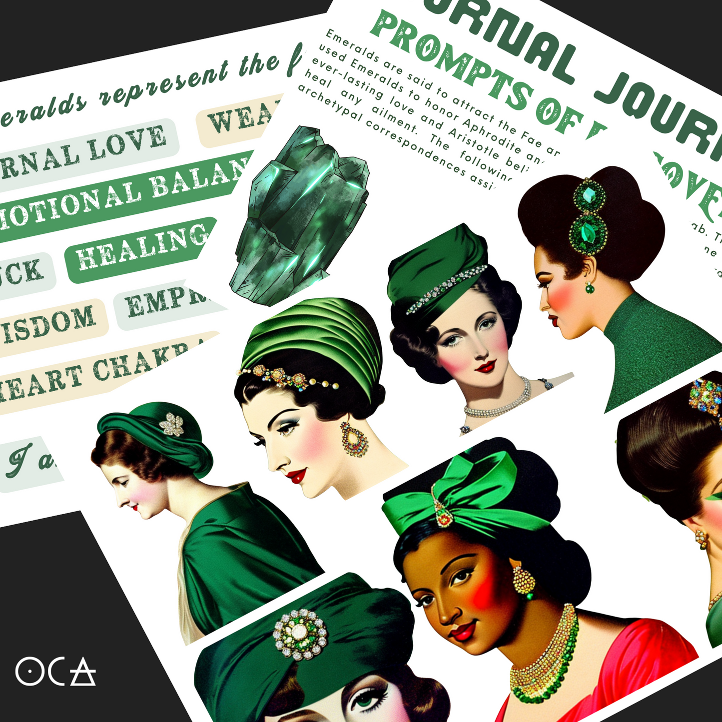 Sip&Snip Collage Kit (Digital/Printable) | Emerald Ladies