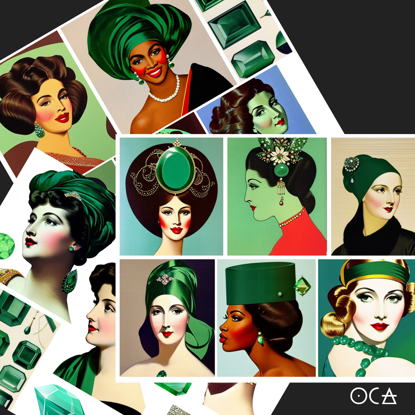 Sip&Snip Collage Kit (Digital/Printable) | Emerald Ladies