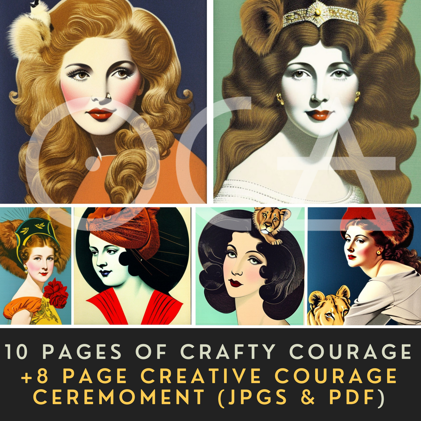 Sip&Snip Collage Kit (Digital/Printable) | Lady Lion