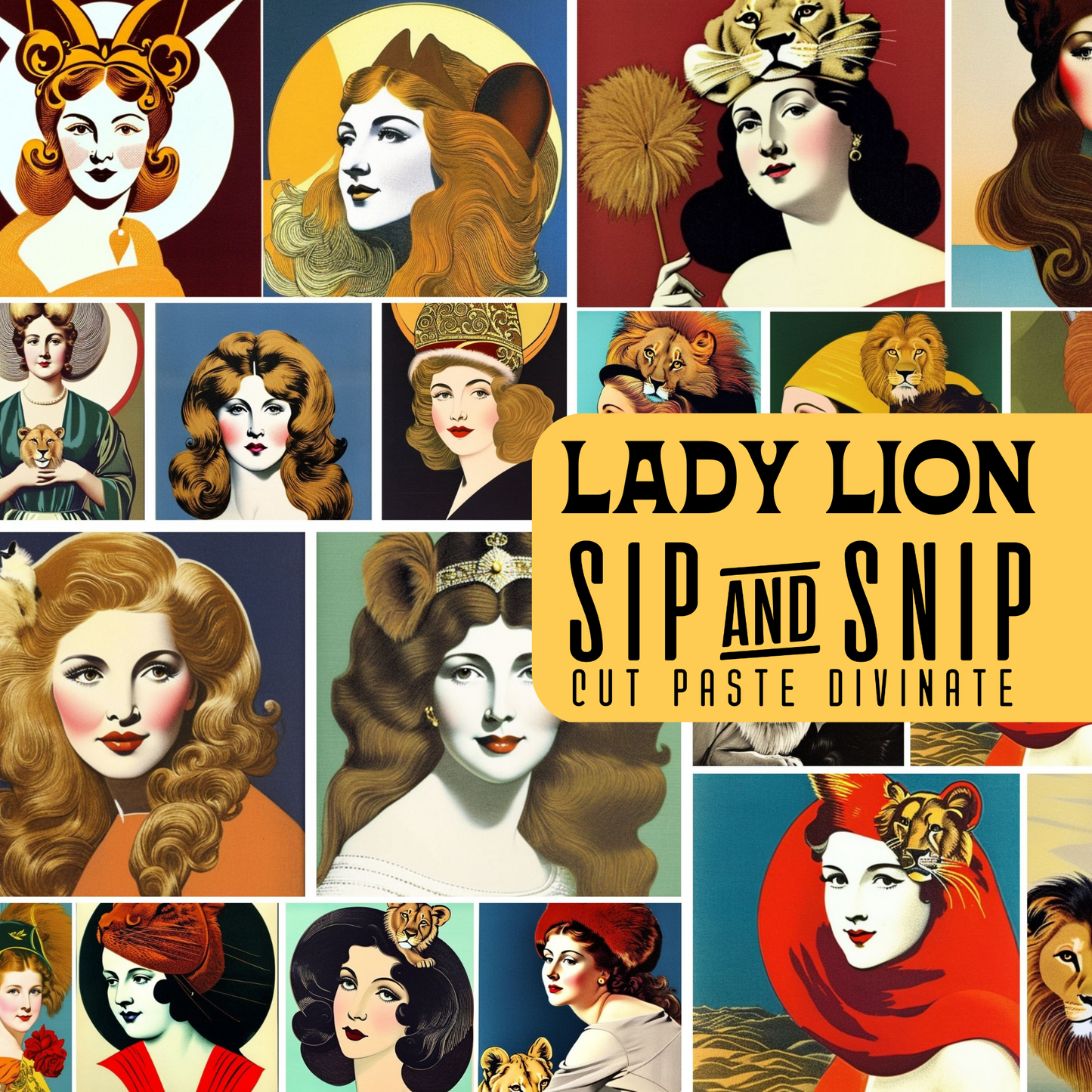 Sip&Snip Collage Kit (Digital/Printable) | Lady Lion
