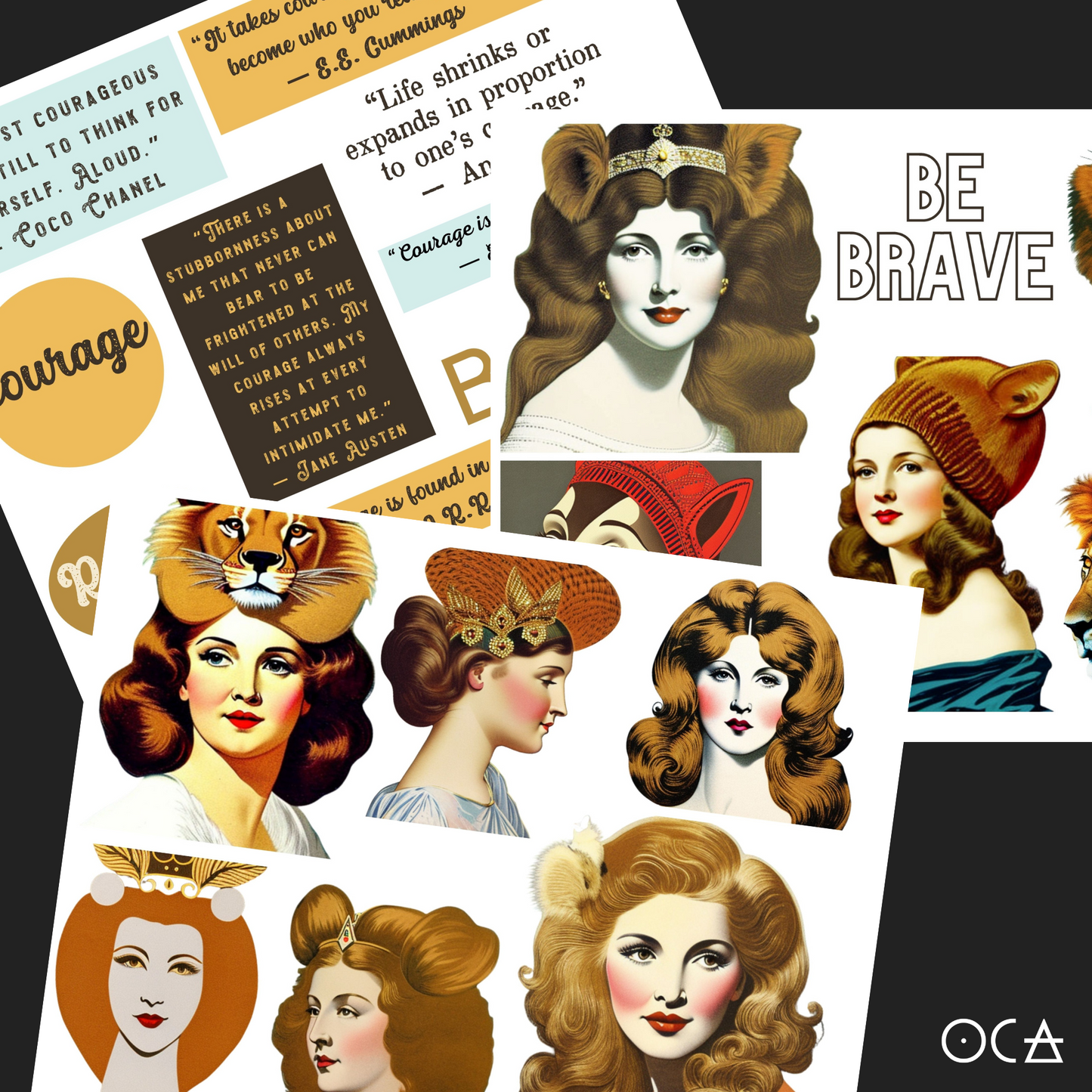 Sip&Snip Collage Kit (Digital/Printable) | Lady Lion