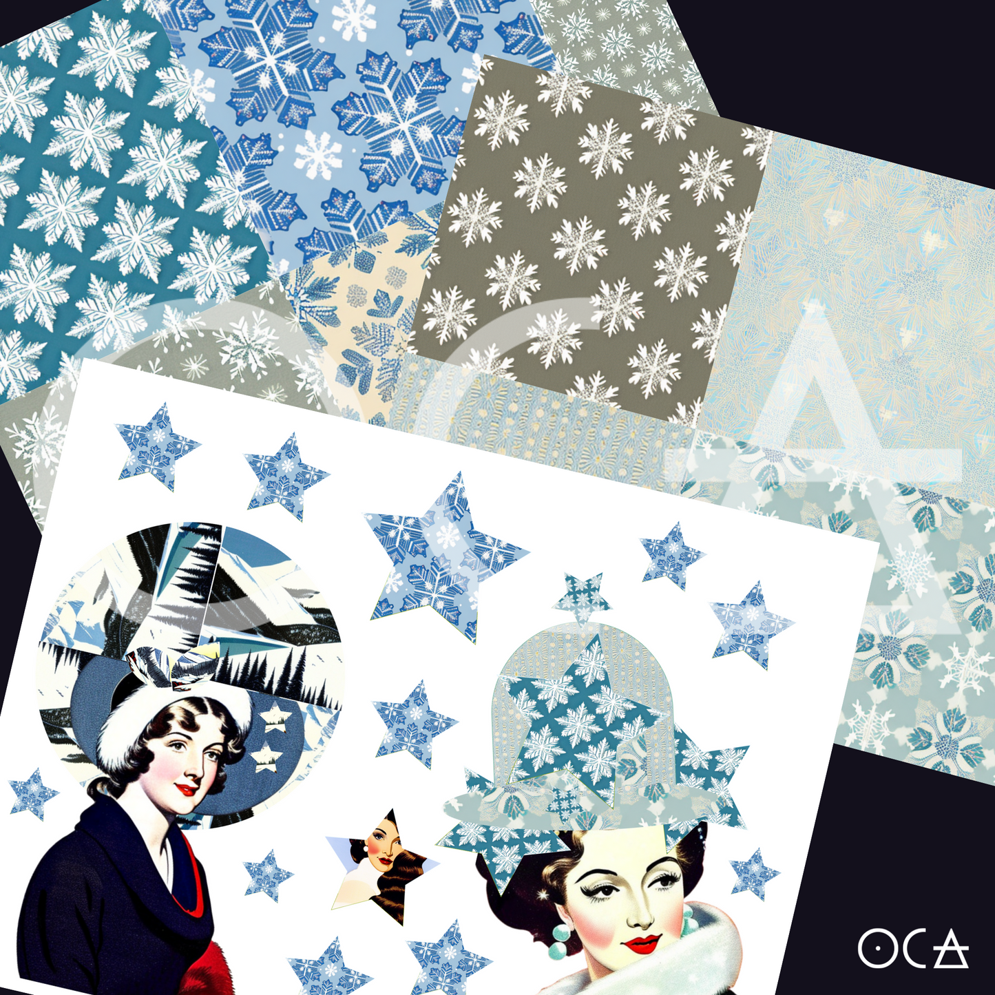 Sip&Snip Collage Kit (Digital/Printable) | Let it Snow