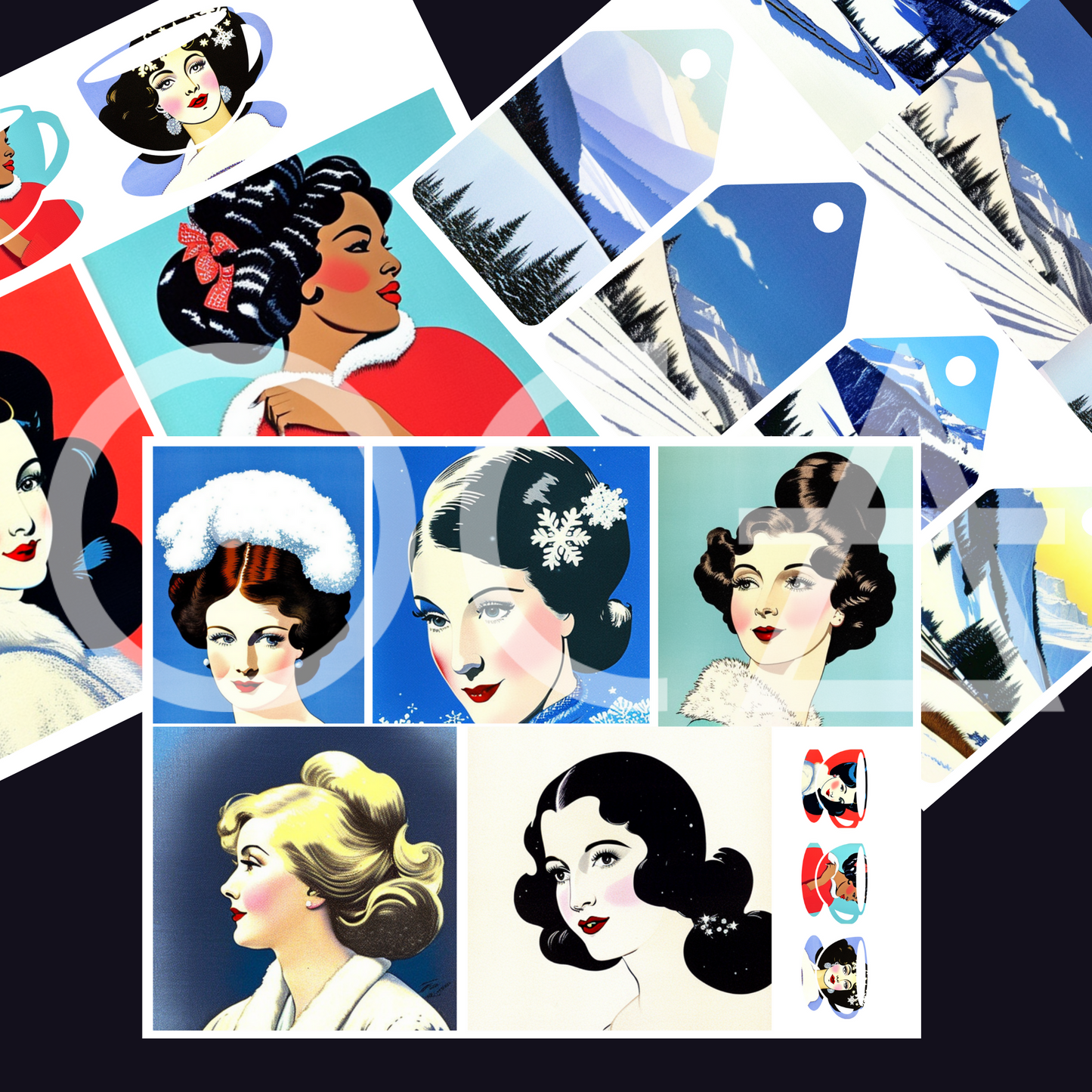 Sip&Snip Collage Kit (Digital/Printable) | Let it Snow