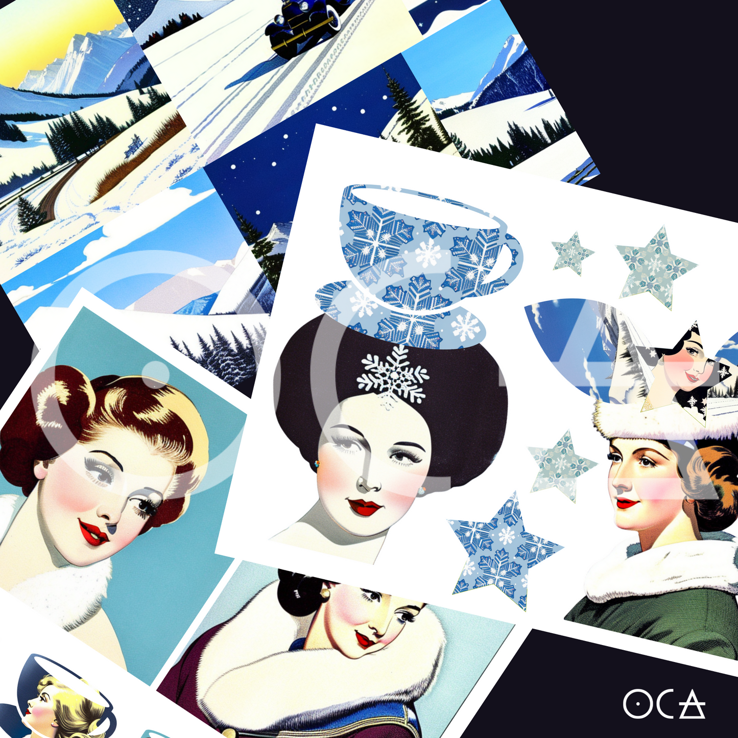 Sip&Snip Collage Kit (Digital/Printable) | Let it Snow