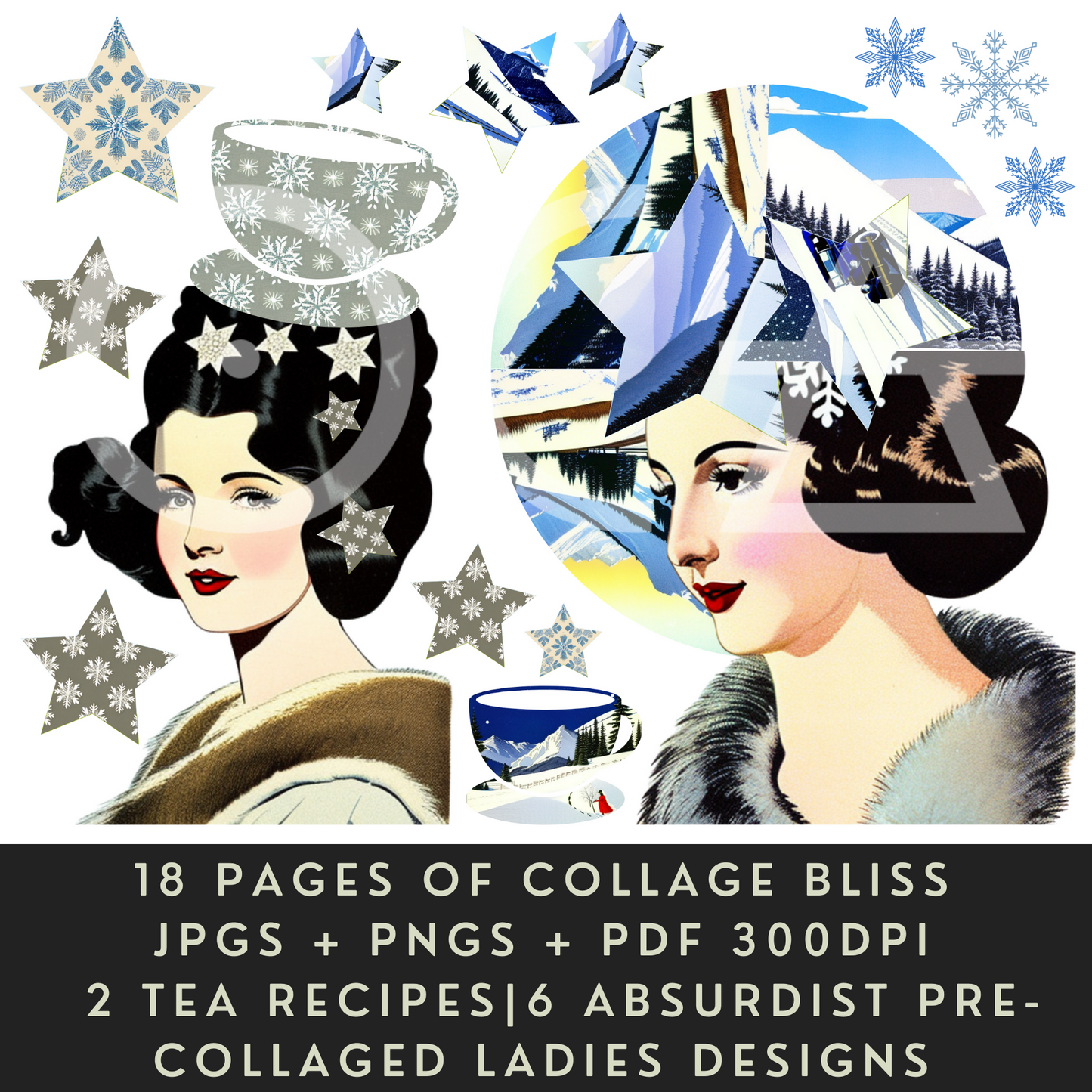 Sip&Snip Collage Kit (Digital/Printable) | Let it Snow
