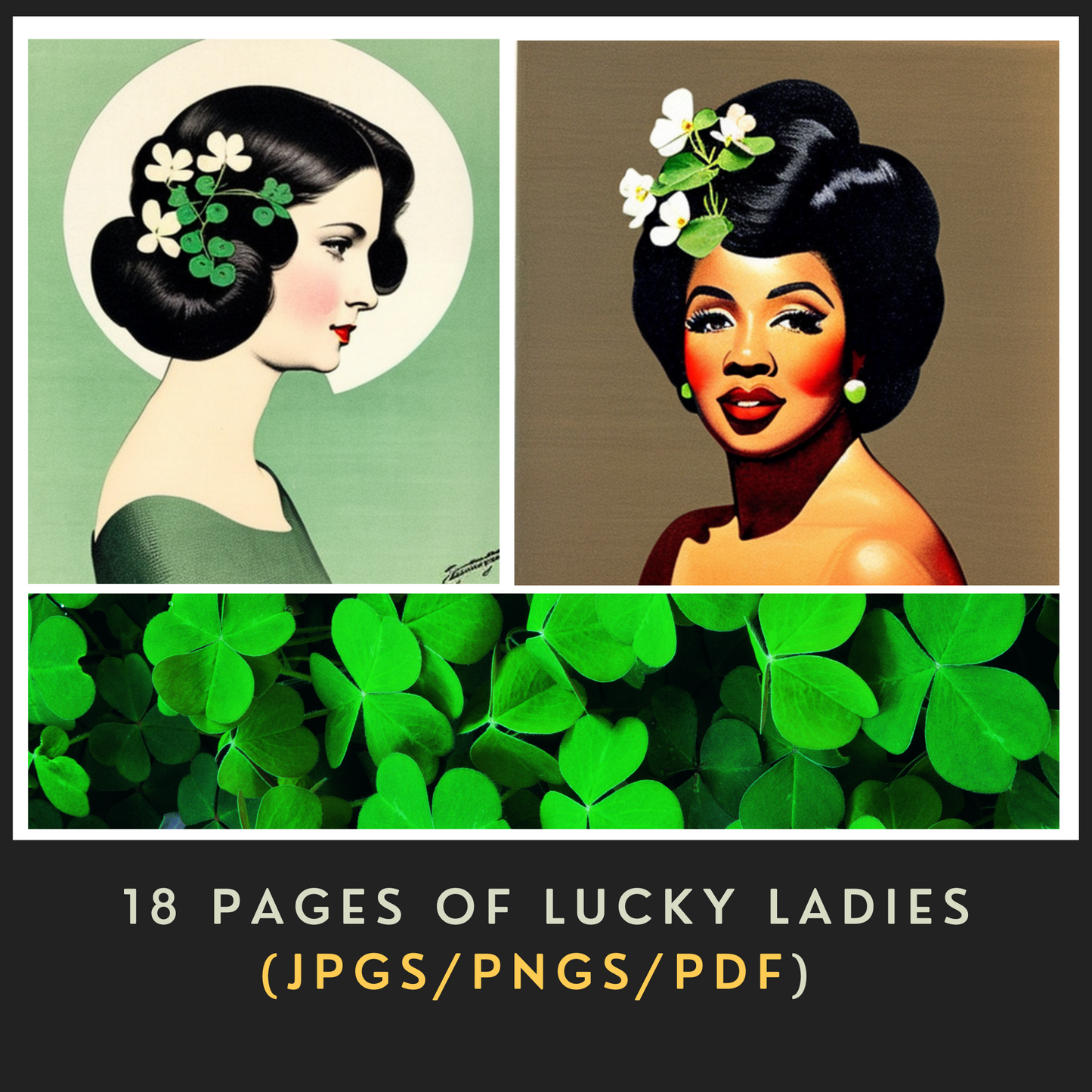 Sip&Snip Collage Kit (Digital/Printable) | Lucky Ladies (St. Patrick's Day Fodder)