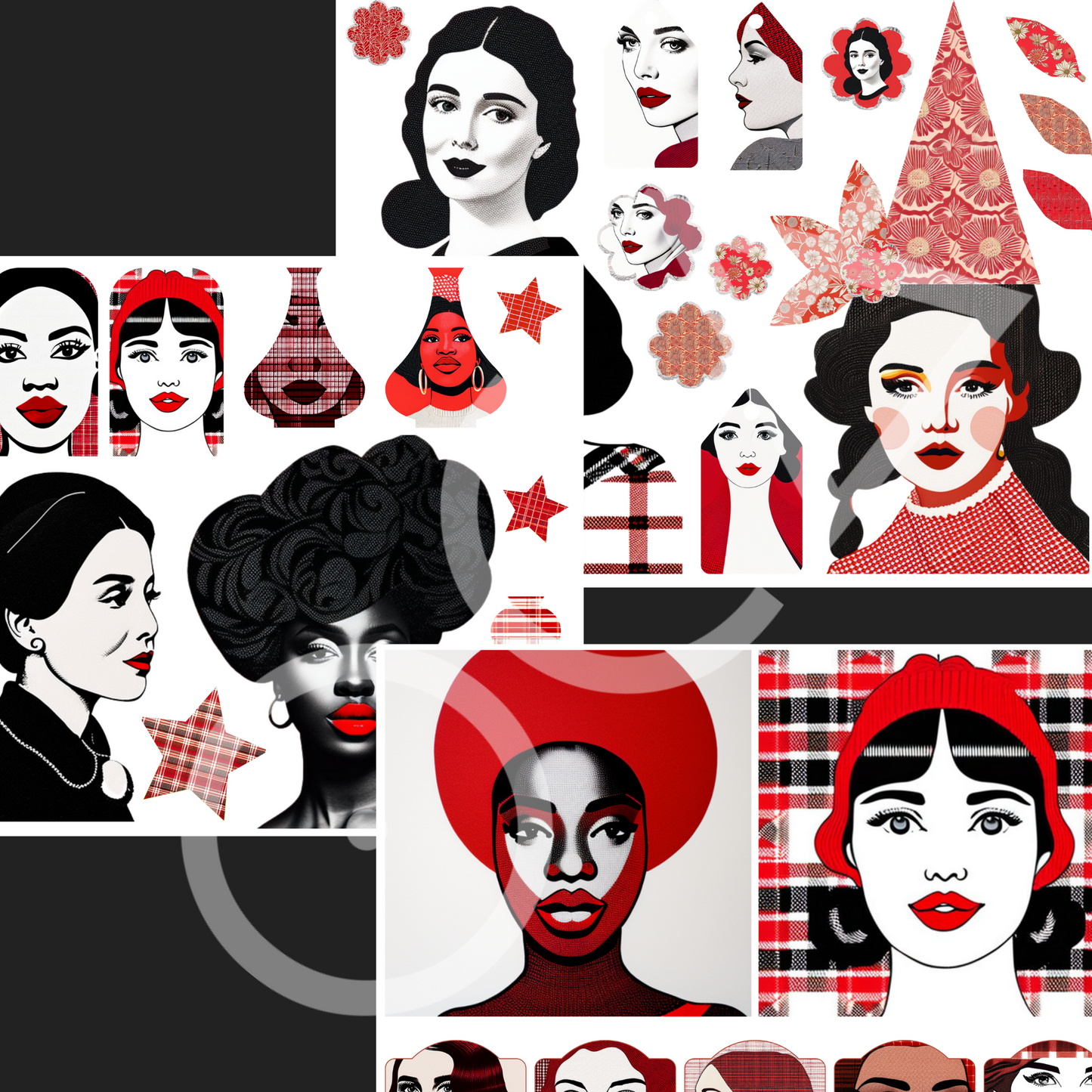 Lady in Red | Sip&Snip Collage Kit (Digital/Printable)