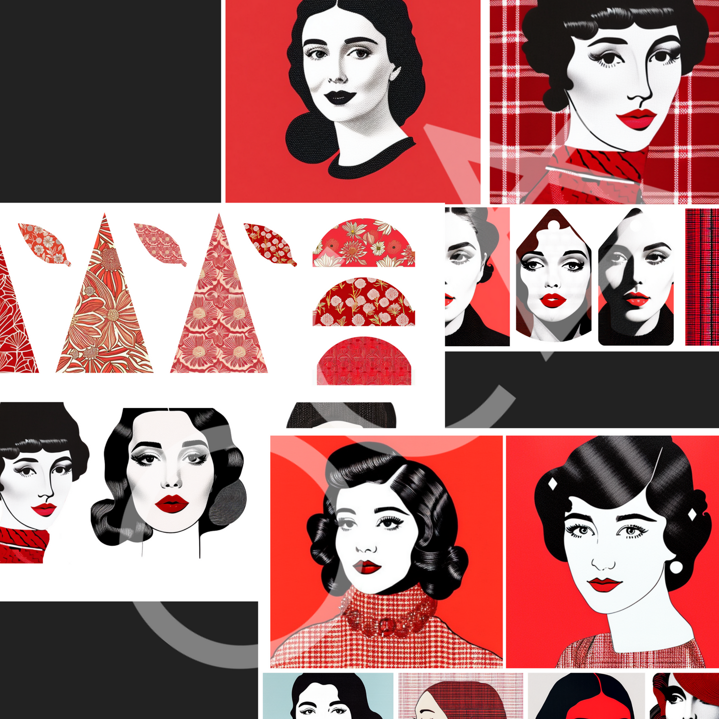 Lady in Red | Sip&Snip Collage Kit (Digital/Printable)
