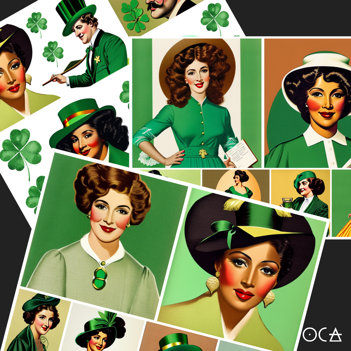Sip&Snip Collage Kit (Digital/Printable) | Lucky Ladies (St. Patrick's Day Fodder)