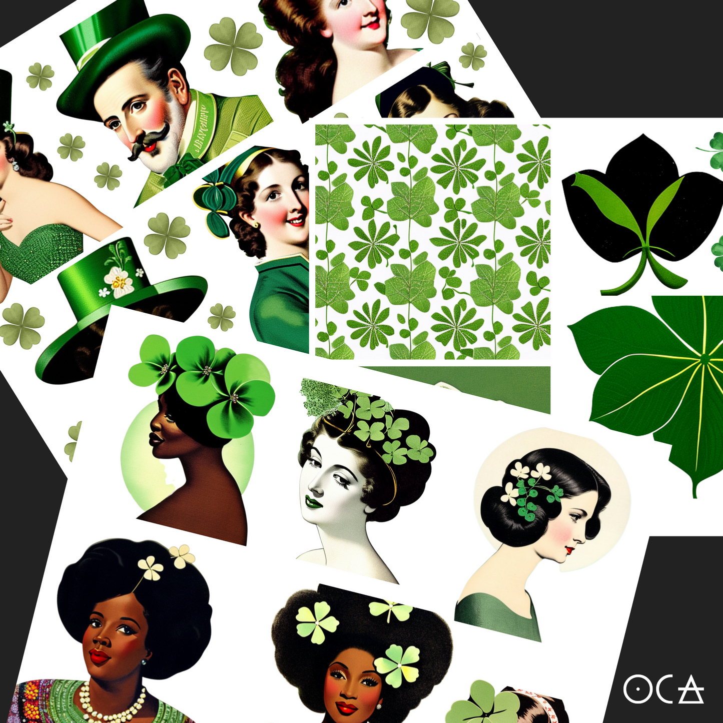 Sip&Snip Collage Kit (Digital/Printable) | Lucky Ladies (St. Patrick's Day Fodder)