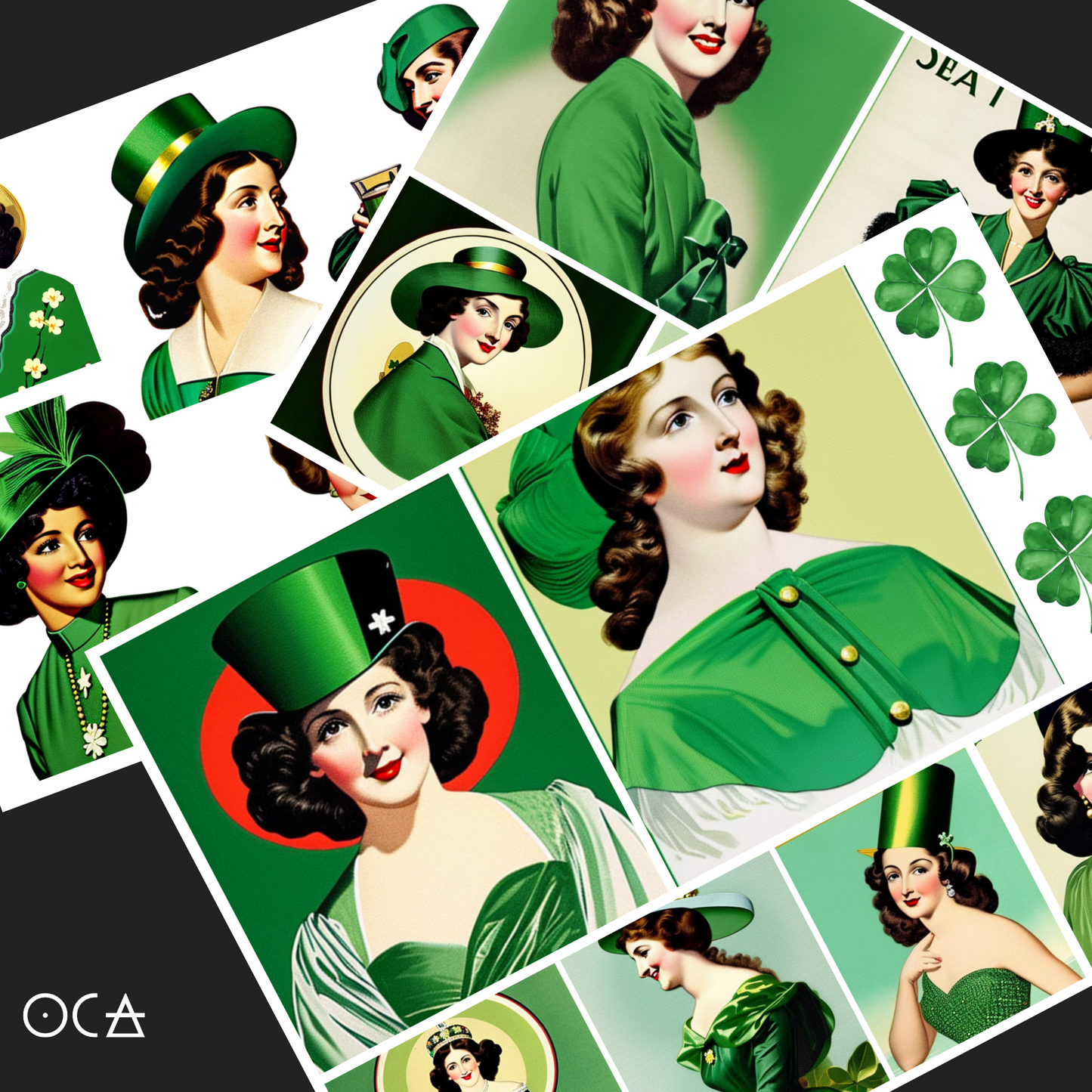 Sip&Snip Collage Kit (Digital/Printable) | Lucky Ladies (St. Patrick's Day Fodder)