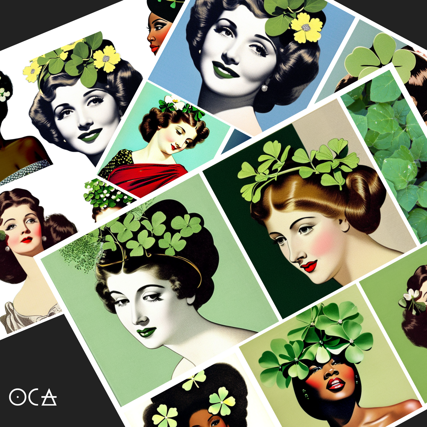 Sip&Snip Collage Kit (Digital/Printable) | Lucky Ladies (St. Patrick's Day Fodder)