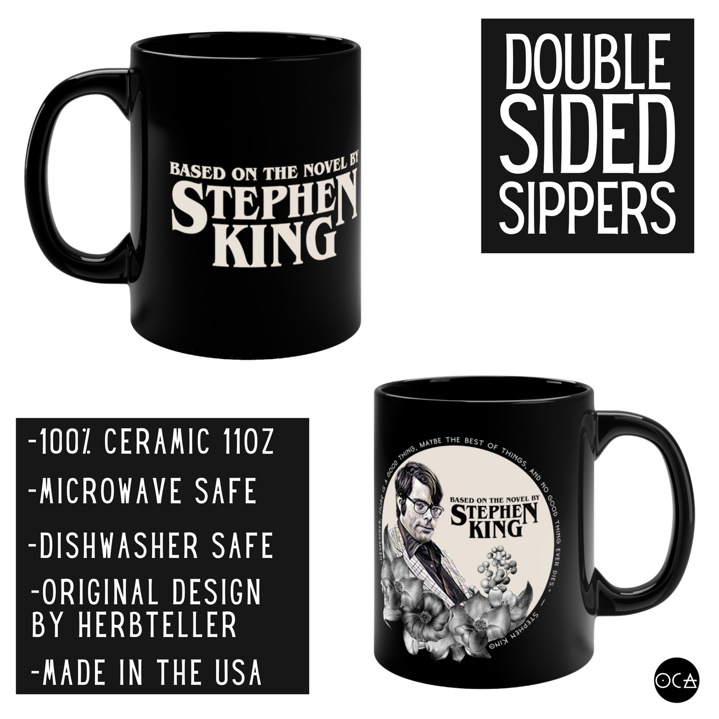 Stephen King Mug (Doublesided/2 Color Options) Herbteller Lucky Mugs | Gifts for Writers, Readers and Taleswappers