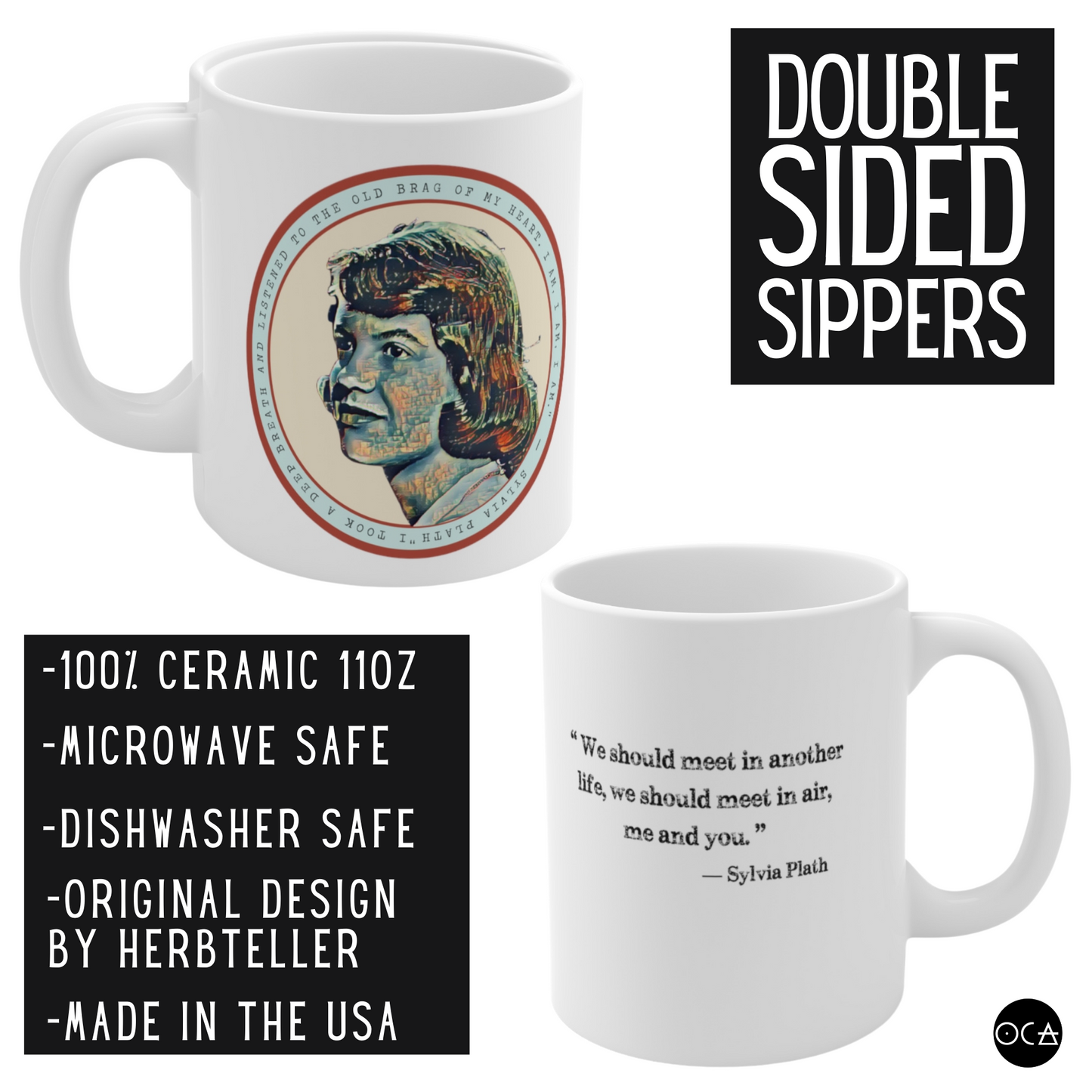 Sylvia Plath Mug (Doublesided/2 Color Options)