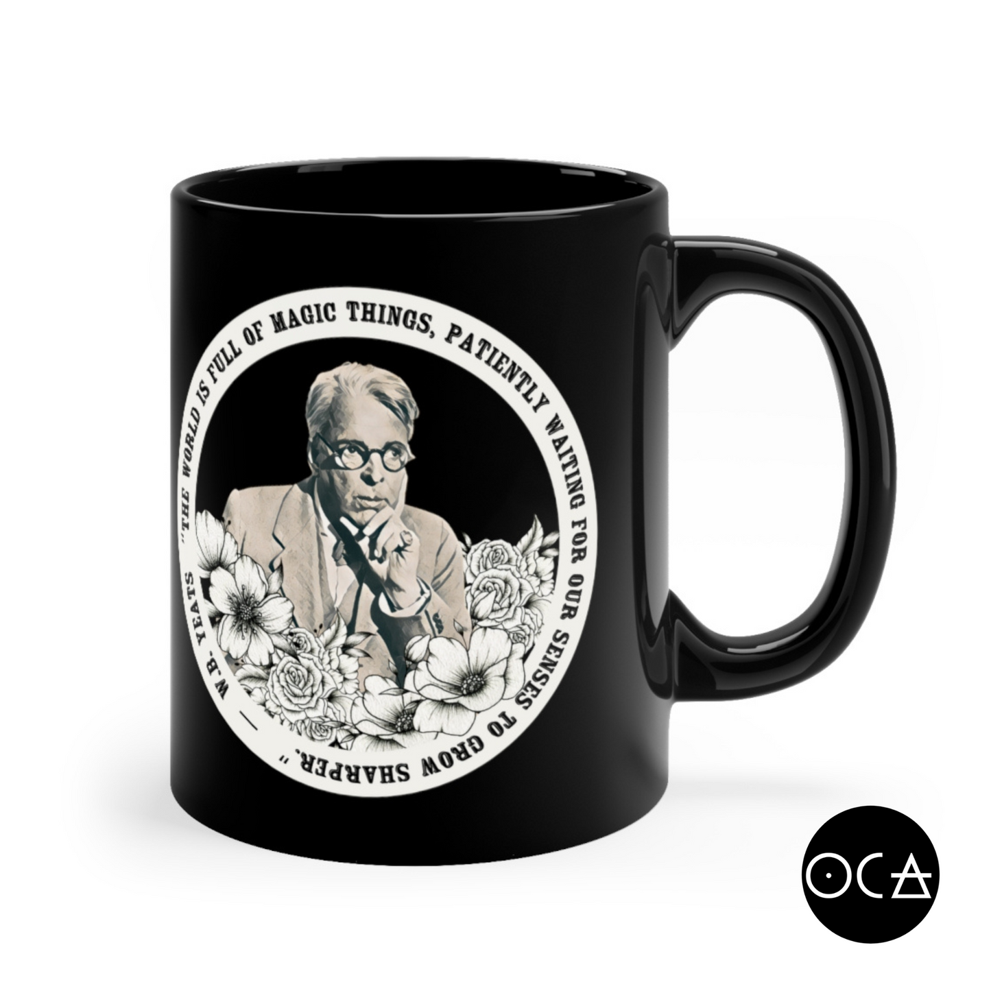 William Butler Yeats Mug (Doublesided/2 Color Options) Herbteller Lucky Mugs | Gifts for Writers, Readers, Tellers, and Taleswappers