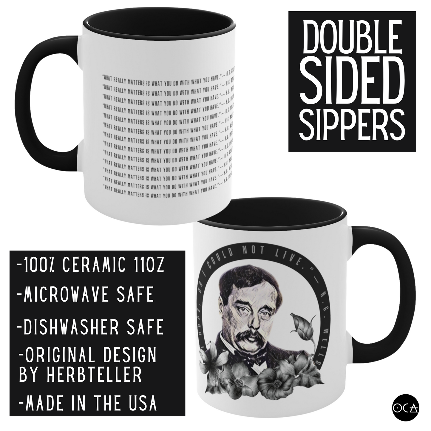H.G. Wells Mug (Doublesided/2 Color Options)