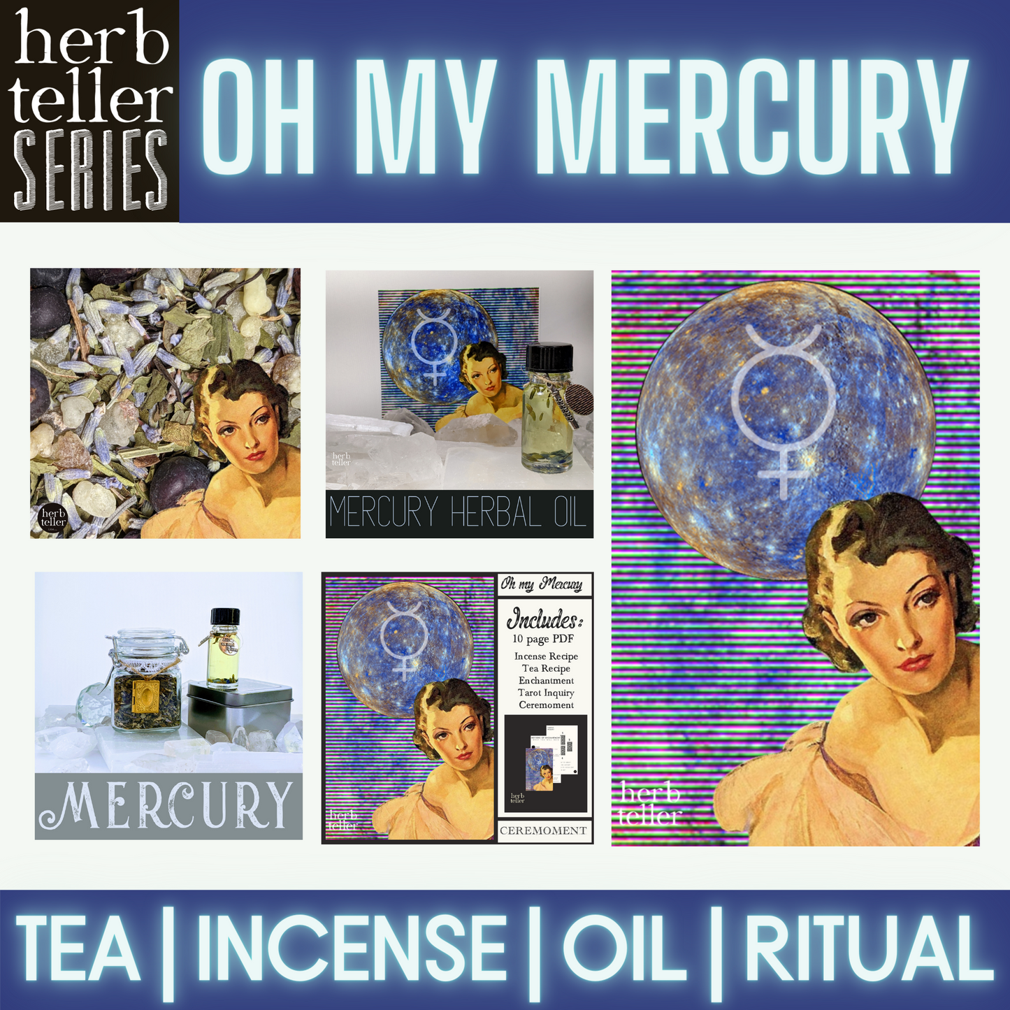 Oh My Mercury Herbmusement (Tea/Oil/Incense) Ritual Set