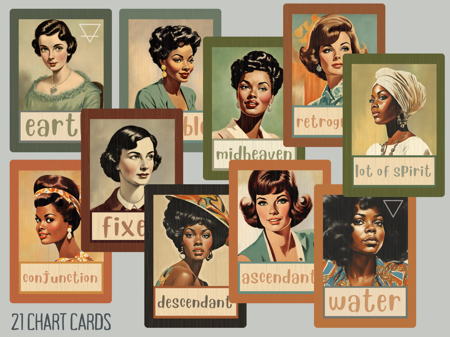Classy Cosmic Lady Oracle Chart Cards Gift Set (Pre-order) Original Retro/Vintage Design