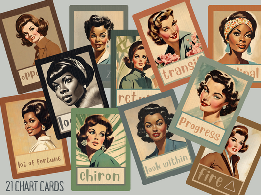 Classy Cosmic Lady Oracle Chart Cards Gift Set (Pre-order) Original Retro/Vintage Design