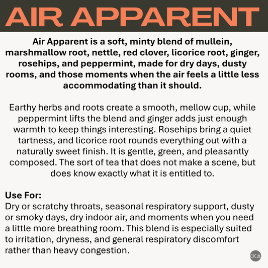 Air Apparent Herbal Tea | Organic Mullein with Marshmallow Root, Nettle & Peppermint | Soothing Throat Tea for Breathing Room