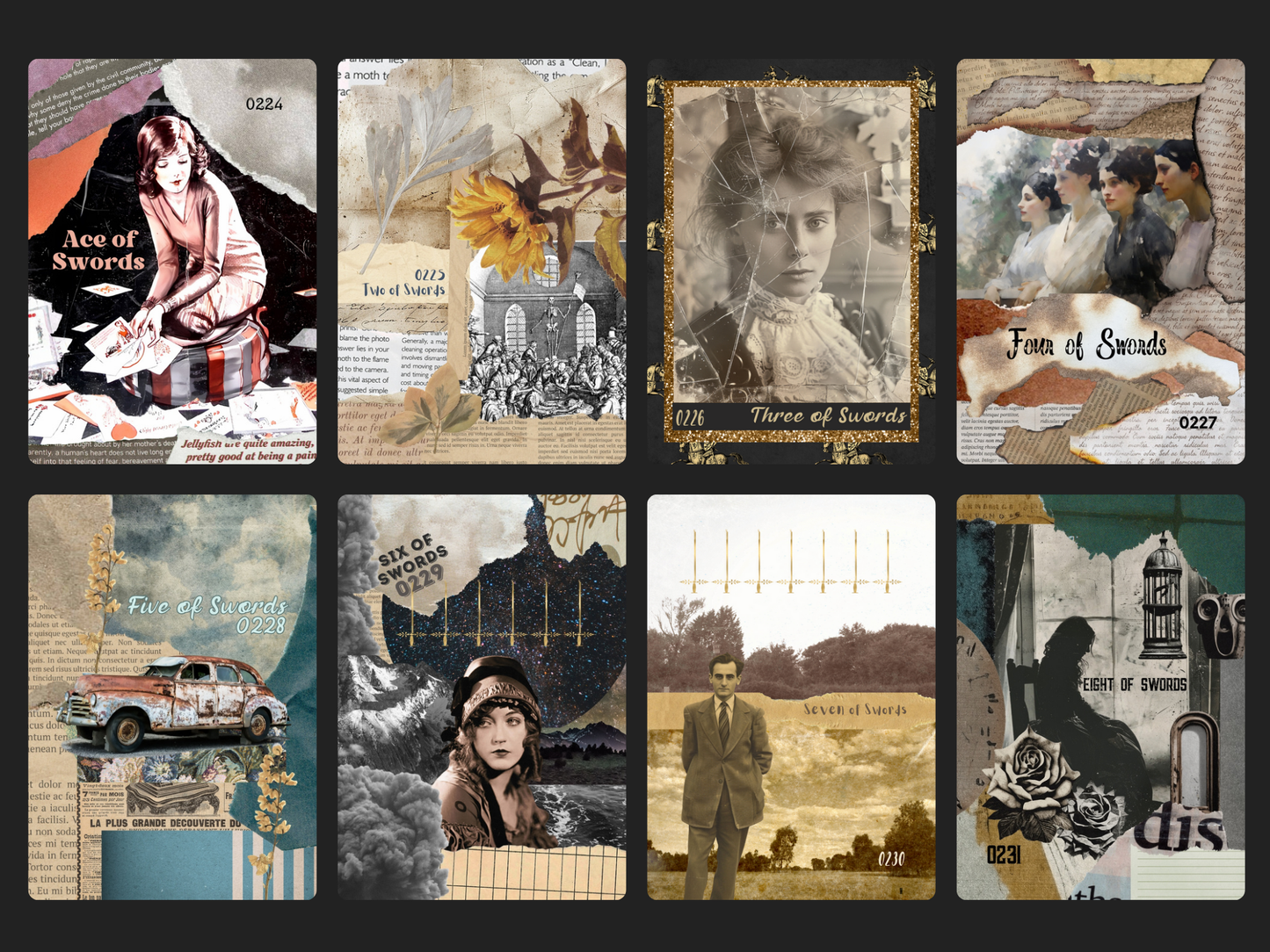 Tarot Collage Cards Oracle Cards Gift Set (Pre-order) Original Collage/Vintage Design