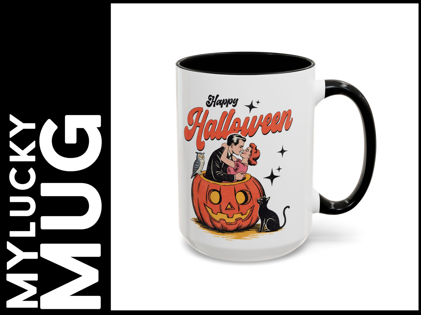 Retro Halloween Mug (15 ounces/Doublesided/2 Color Options)