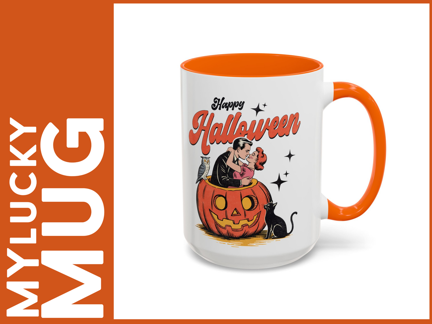 Retro Halloween Mug (15 ounces/Doublesided/2 Color Options)