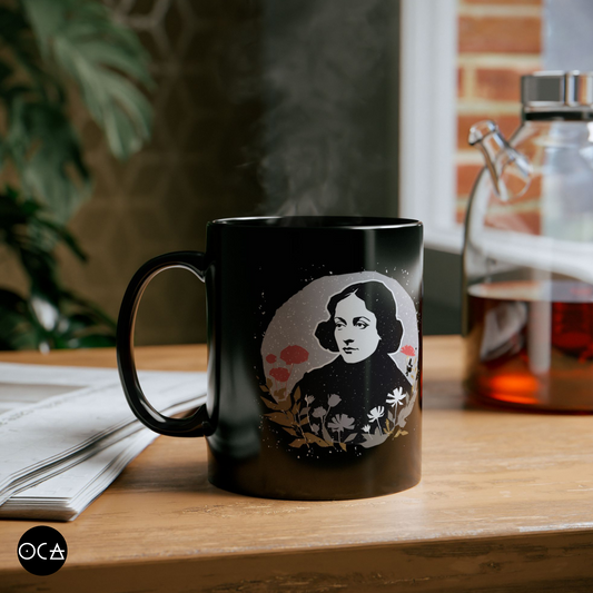 Inspirational Black Mug - Christina Rossetti Quote, Coffee Cup for Poetry Lovers, Gift for Readers, Home & Office Décor