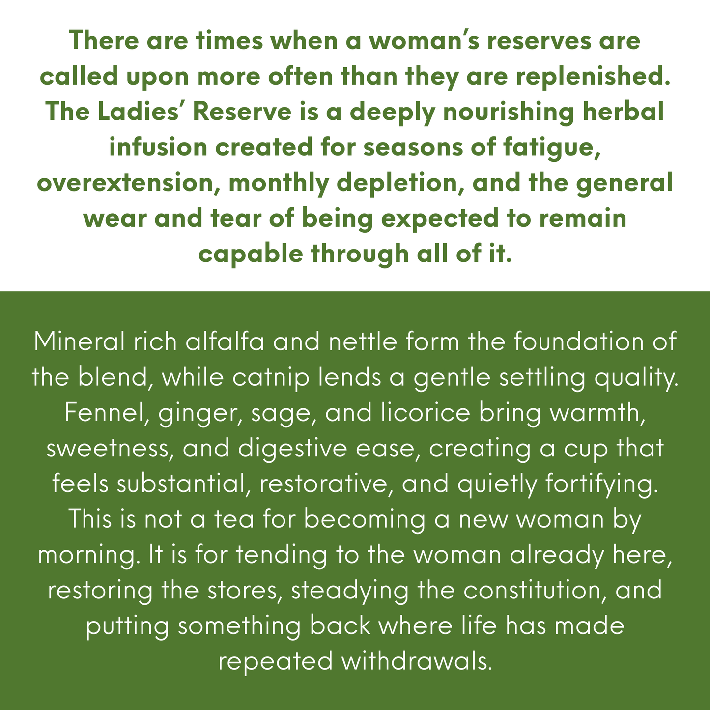 The Ladies’ Reserve Herbal Tea, Women’s Wellness Tea, Mineral Rich Nettle and Alfalfa Blend