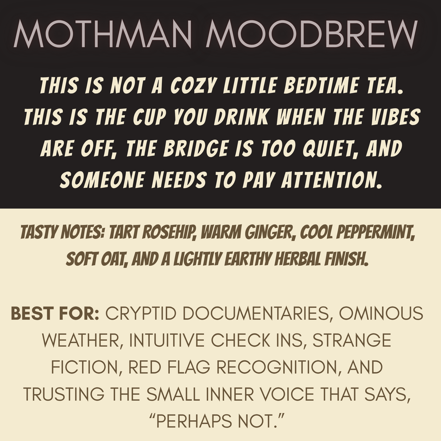Mothman Tea | Cryptid Inspired Herbal Tea | Paranormal Loose Leaf Blend with Ginger, Rosehips & Peppermint