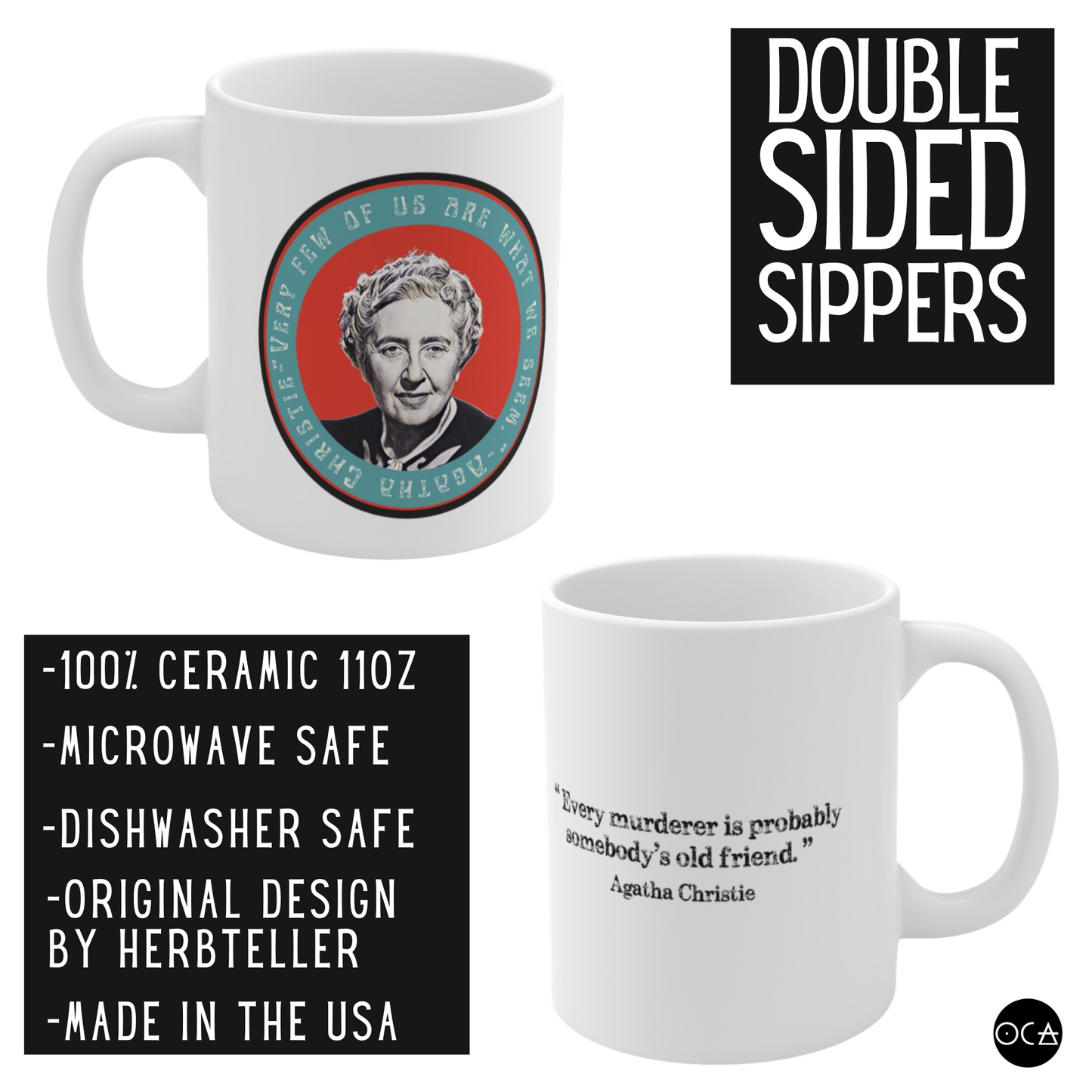 Agatha Christie Mug (Doublesided/2 Color Options)