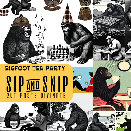 Bigfoot Tea Party | Sip&Snip Collage Kit (Digital/Printable)