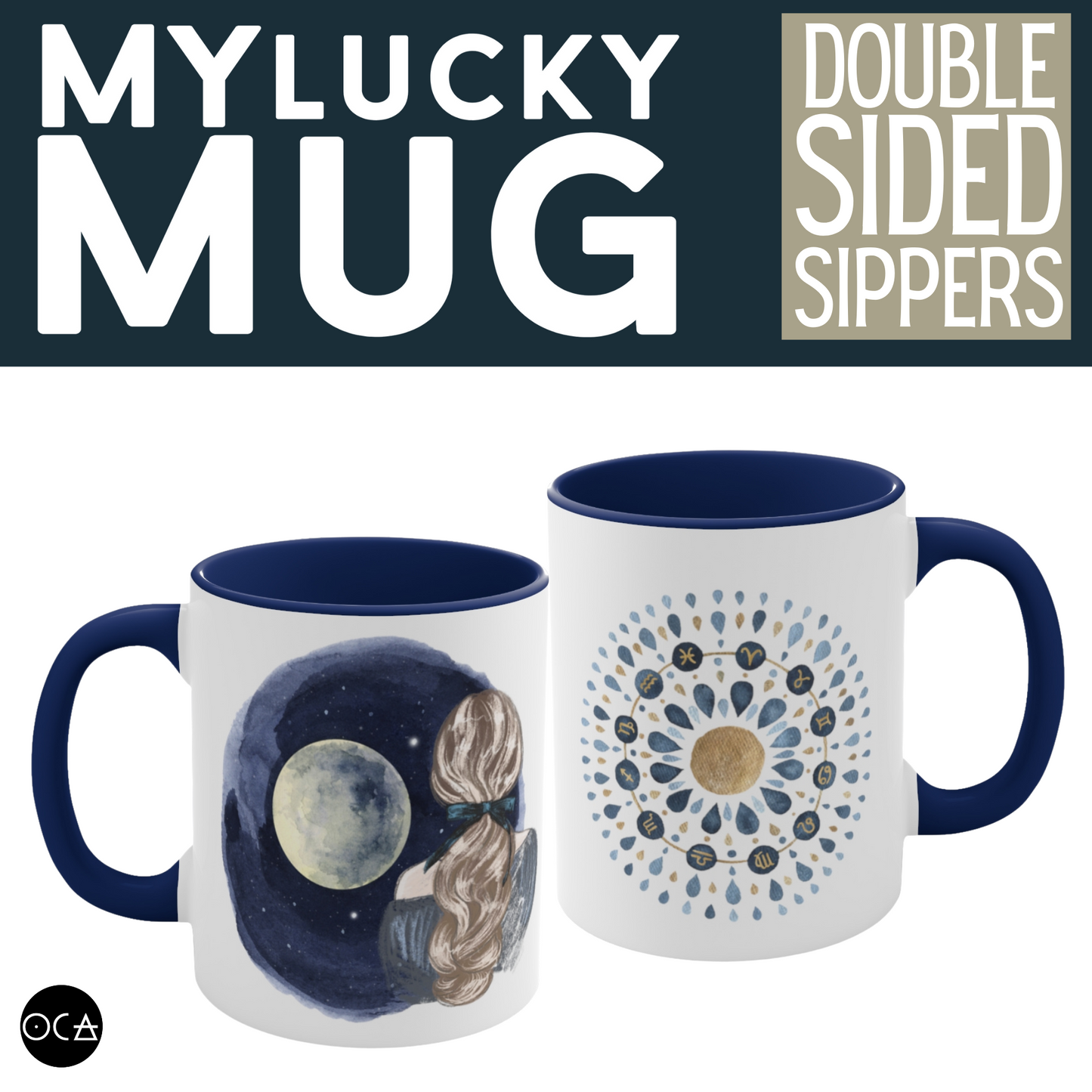 Blue Moon Zodiac Mug (Doublesided/2 Color Options)