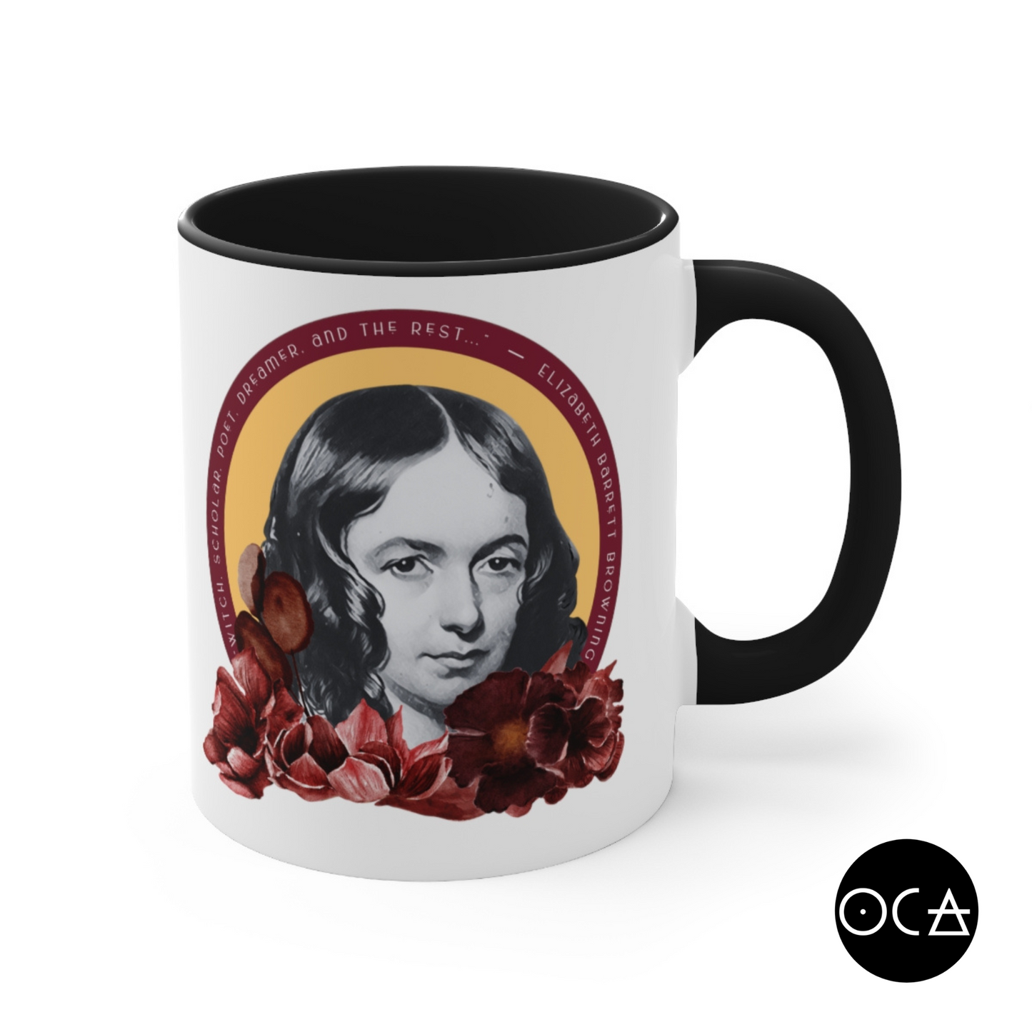 Elizabeth Barrett Browning Mug (Doublesided/2 Color Options) Herbteller Lucky Mugs | Gifts for Writers, Readers, Tellers, and Taleswappers