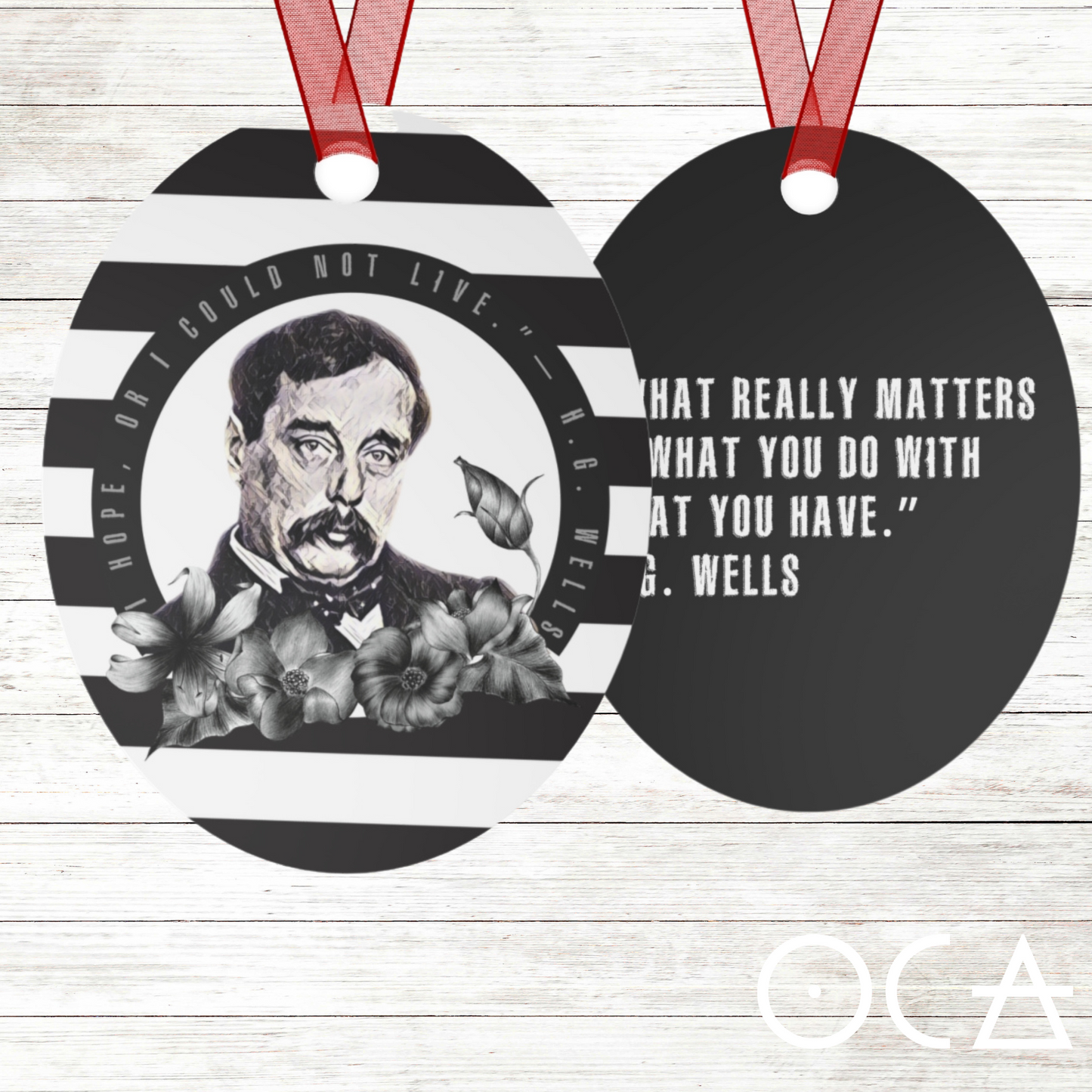 H.G. Wells Ornament (Doublesided/2 Design Options) Herbteller Tale Swappin Souvenir